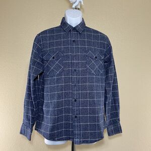 Coastal Knit Button-Up Shirt Men's Size Medium Blue Long Sleeve Check Cotton